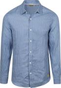 Scotch and Soda Linnen Overhemd Streep Blauw