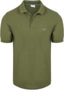 Sun68 Poloshirt Small Stripe Collar Olijfgroen