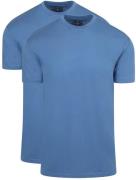 Suitable Obra T-Shirt Hoge Ronde Hals Mid Blauw 2-Pack