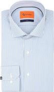 Suitable Twill Overhemd Streep Blauw