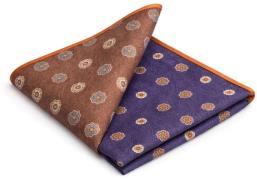 Suitable Pochet Reversible Dots Navy en bruin -