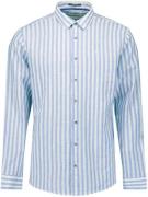 No Excess Overhemd Cotton Linen Stripes Blauw