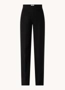 Sandro High waist wide fit pantalon van bouclé met paspelzakken