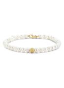 Diamond Point Geelgouden armband witte zoetwaterparel Rivièra