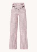 Maje High waist loose fit pantalon met tweed-look en lurex