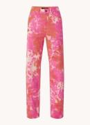 Refined Department High waist straight leg jeans met tie-dye dessin