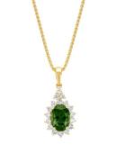 Diamond Point Geelgouden hanger, 1-00 ct groene saffier, Eden