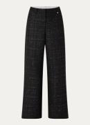 Fabienne Chapot Remi high waist wide fit pantalon met tweed-look en lu...