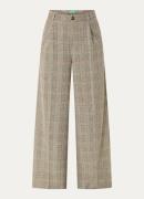 Benetton High waist wide fit pantalon met ruitdessin en steekzakken