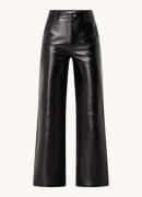 Sandro High waist wide fit broek van lamsleer