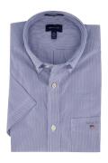 Gant casual overhemd korte mouw normale fit donkerblauw gestreept kato...