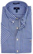 Gant casual overhemd korte mouw normale fit blauw geruit katoen