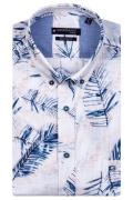 Overhemd Giordano print blauw korte mouwen