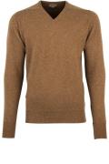 William Lockie pullover cognac lamswol v-hals