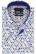 Portofino casual overhemd 100% katoen korte mouw blauw met print