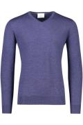 Born With Appetite trui donkerblauw effen pull over merinowol v-hals