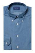 Eton business overhemd blauw effen button down boord