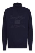 Tommy Hilfiger normale fit coltrui opdruk donkerblauw katoen