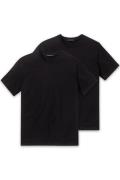 Schiesser t-shirt effen zwart ronde hals 2-pack Essentials