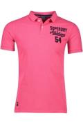 Superdry polo effen katoen slim fit framboos roze