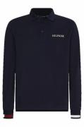 Tommy Hilfiger polo katoen lange mouw normale fit donkerblauw effen