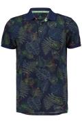New Zealand polo 3 knoops normale fit donkerblauw geprint katoen