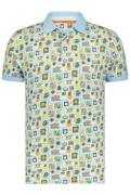 A Fish Named Fred poloshirt lichtblauw geprint slim fit