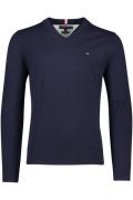 Tommy Hilfiger trui donkerblauw effen katoen v-hals