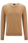 Hugo Boss trui beige effen merinowol v-hals