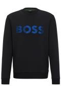 Hugo Boss sweater ronde hals zwart met print katoen