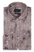 Cavallaro overhemd slim fit bruin met print katoen