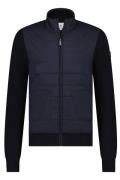 State of Art vest opstaande kraag donkerblauw rits effen katoen