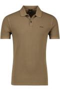 Hugo Boss polo Prime slim fit bruin effen katoen zwarte knopen