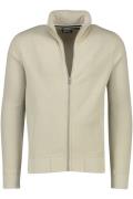 Superdry vest opstaande kraag beige zilveren rits effen katoen