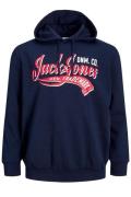 Jack & Jones donkerblauwe hoodie refular fit tekst rood