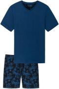 Schiesser shortama blauw geprint