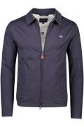 Gant zomerjas donkerblauw normale fit katoen effen rits logo