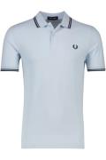 Fred Perry polo normale fit lichtblauw effen katoen korte mouw