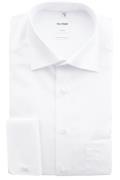 Olymp overhemd wit dubbele manchet strijkvrij
