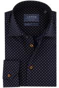 Overhemd Ledub mouwlengte 7 Modern Fit New donkerblauw geprint katoen