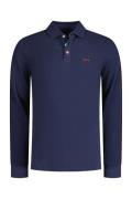 Lange mouwen polo navy New Zealand Swirl 3 knoops effen katoen