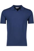 Thomas Maine t-shirt blauw v-hals en polo kraag katoen-stretch