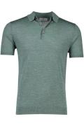 Thomas Maine casual poloshirt normale fit groen gemêleerd linnen