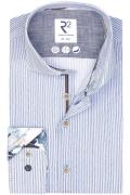 R2 overhemd slim fit gestreept katoen blauw