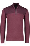 Katoenen Casa Moda normale fit trui half zip bordeaux