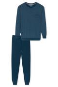 Gestipte Schiesser pyjama blauw katoen