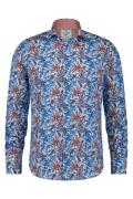 Rood/blauw geprint katoenen A Fish Named Fred overhemd slim fit