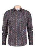 Geprint A Fish Named Fred overhemd katoen slim fit donkerblauw