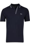 Hugo Boss green polo 2-knoops donkerblauw katoen slim fit stretch Paul...