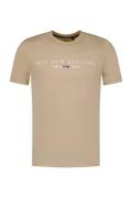 Beige New Zealand t-shirt opdruk katoen